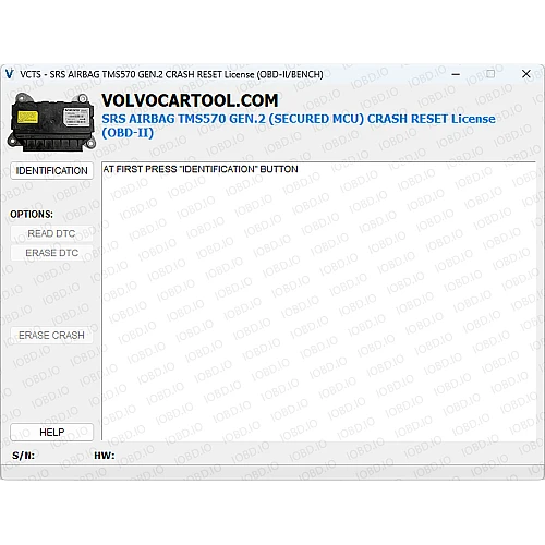 Licence SRS AirBag TMS570 Gen.2 Secured Crash Reset (OBD-II)
